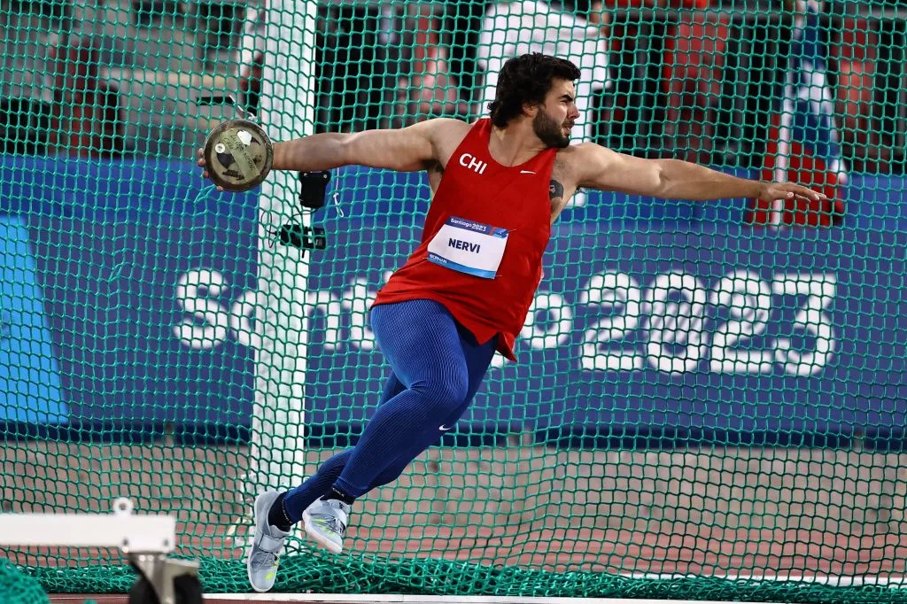 Lucas Nervi logra el oro en el lanzamiento del disco (Foto de Daniel Apuy/Santiago 2023 via Photosport).
