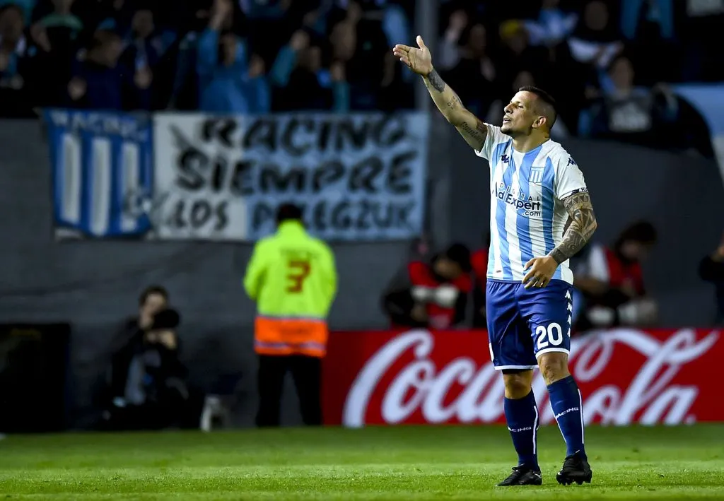 Emiliano Vecchio marcó tanto en el triunfo de Racing Club ante Boca Juniors (Foto: Getty)