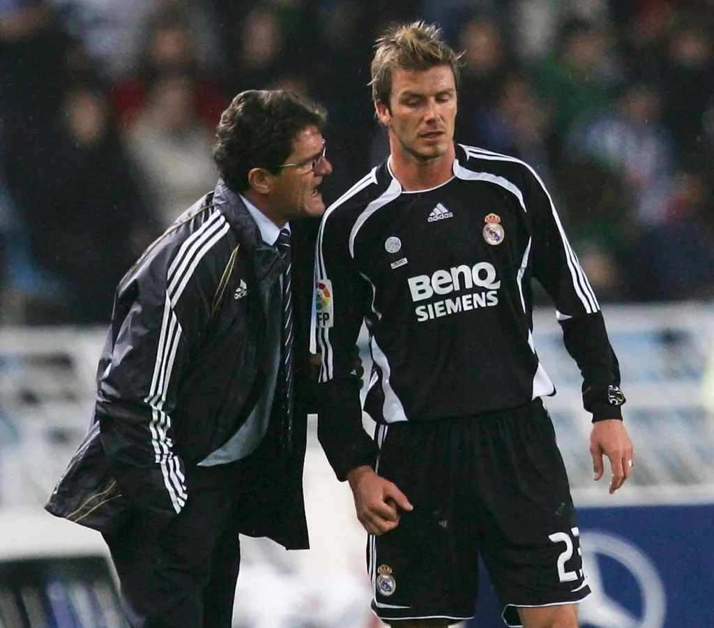 David Beckham tuvo una compleja relación con el entrenador Fabio Capello en el Real Madrid. (Foto: Getty)