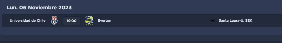La programación del duelo entre la U y Everton (Captura Campeonato Chileno)
