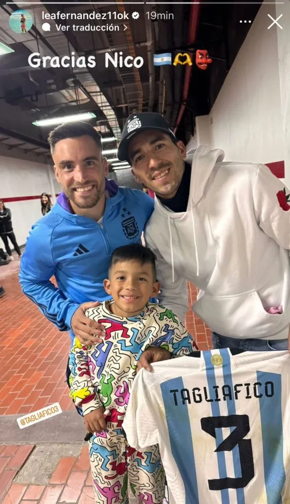 “Gracias Nico” y corazón con el diablito de Independiente. Así inmortalizó la imagen, el Lean Fernández (Instagram)