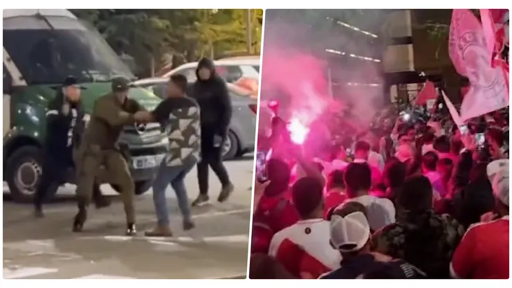 Hinchas peruanos se enfrascaron en una fuerte pelea en Chile.