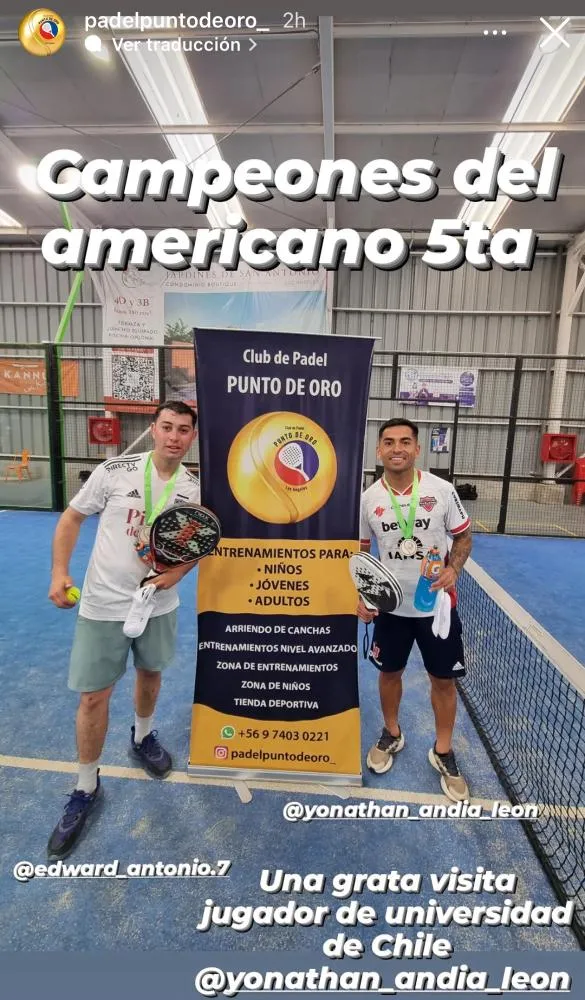 Andía, campeón en padel (Instagram)