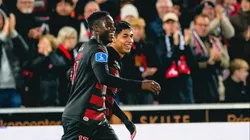 Darío Osorio celebra su primer gol en el Midtjylland