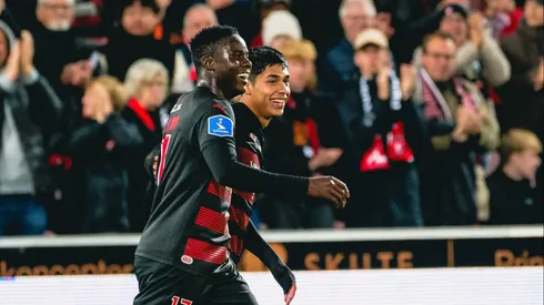 Darío Osorio celebra su primer gol en el Midtjylland