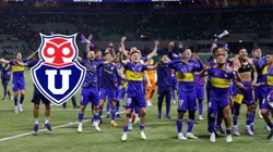 SAO PAULO, BRAZIL - OCTOBER 05: Valentin Barco of Boca Juniors (C) and teammates celebrate after winning in the penalty shoot out and qualifying to the final following the Copa CONMEBOL Libertadores 2023 semi-final second leg match between Palmeiras and Boca Juniors at Allianz Parque on October 05, 2023 in Sao Paulo, Brazil. (Photo by Alexandre Schneider/Getty Images)