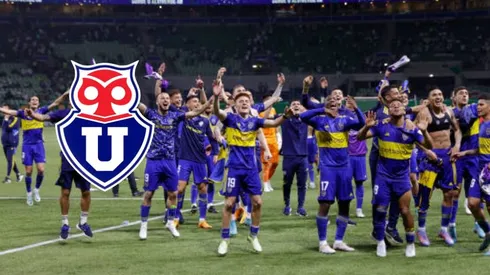SAO PAULO, BRAZIL – OCTOBER 05: Valentin Barco of Boca Juniors (C) and teammates celebrate after winning in the penalty shoot out and qualifying to the final following the Copa CONMEBOL Libertadores 2023 semi-final second leg match between Palmeiras and Boca Juniors at Allianz Parque on October 05, 2023 in Sao Paulo, Brazil. (Photo by Alexandre Schneider/Getty Images)