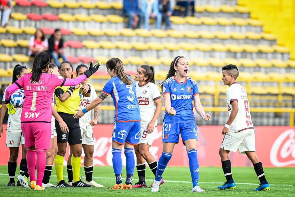 Vecca celebrando el primer tanto de la U en la Libertadores Femenina | FOTO: Conmebol Libertadores