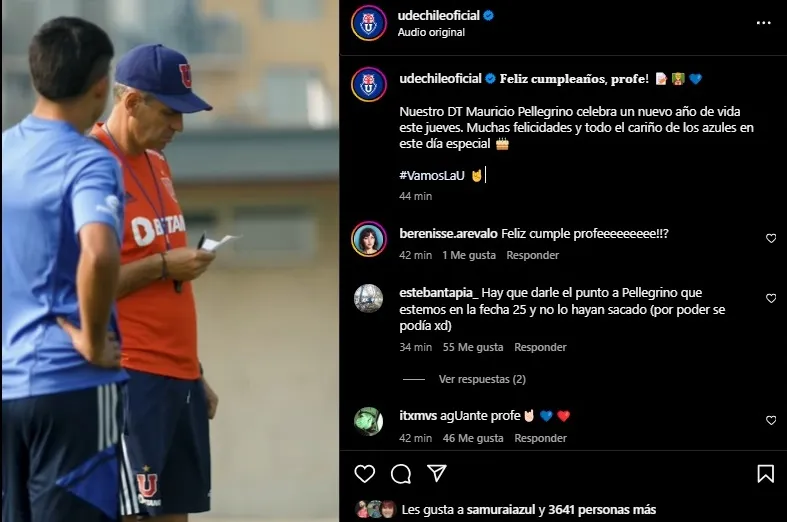 El saludo en Instagram de la U a Pellegrino (Instagram)