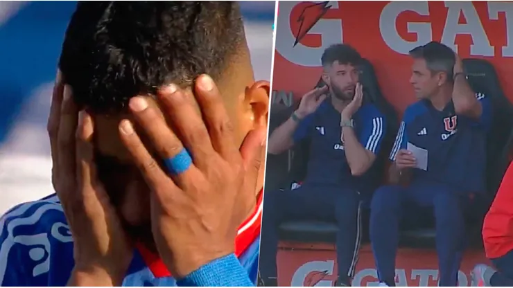 El uruguayo falló en el área chica y el cuerpo técnico azul lo lamentó