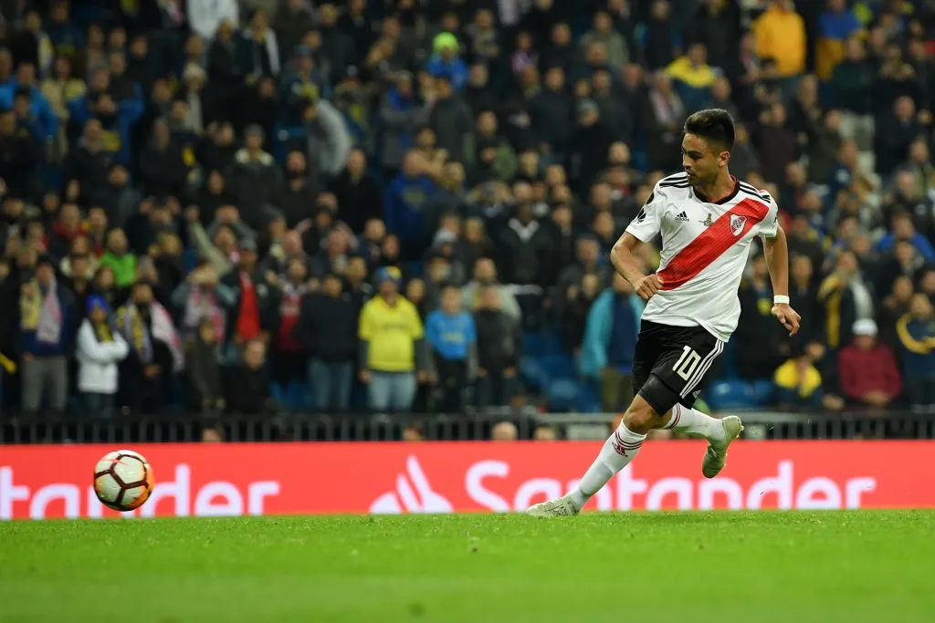 Pity Martínez se consagró de ídolo en River Plate con este gol ante Boca Juniors en la final de la Libertadores 2018 (Photo by Matthias Hangst/Getty Images)