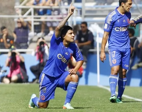Rubio celebrando uno de sus goles en San Carlos ante la UC (Archivo)