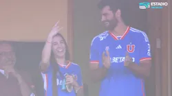 Valentina Toro y Marco Grimalt llegaron a Santa Laura a alentar a la Universidad de Chile (Foto: TNT Sports)