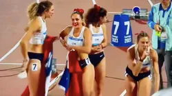 Isidora Jiménez -derecha- hizo un potente gesto y una potente dedicatoria tras ganar la plata en los 4×100