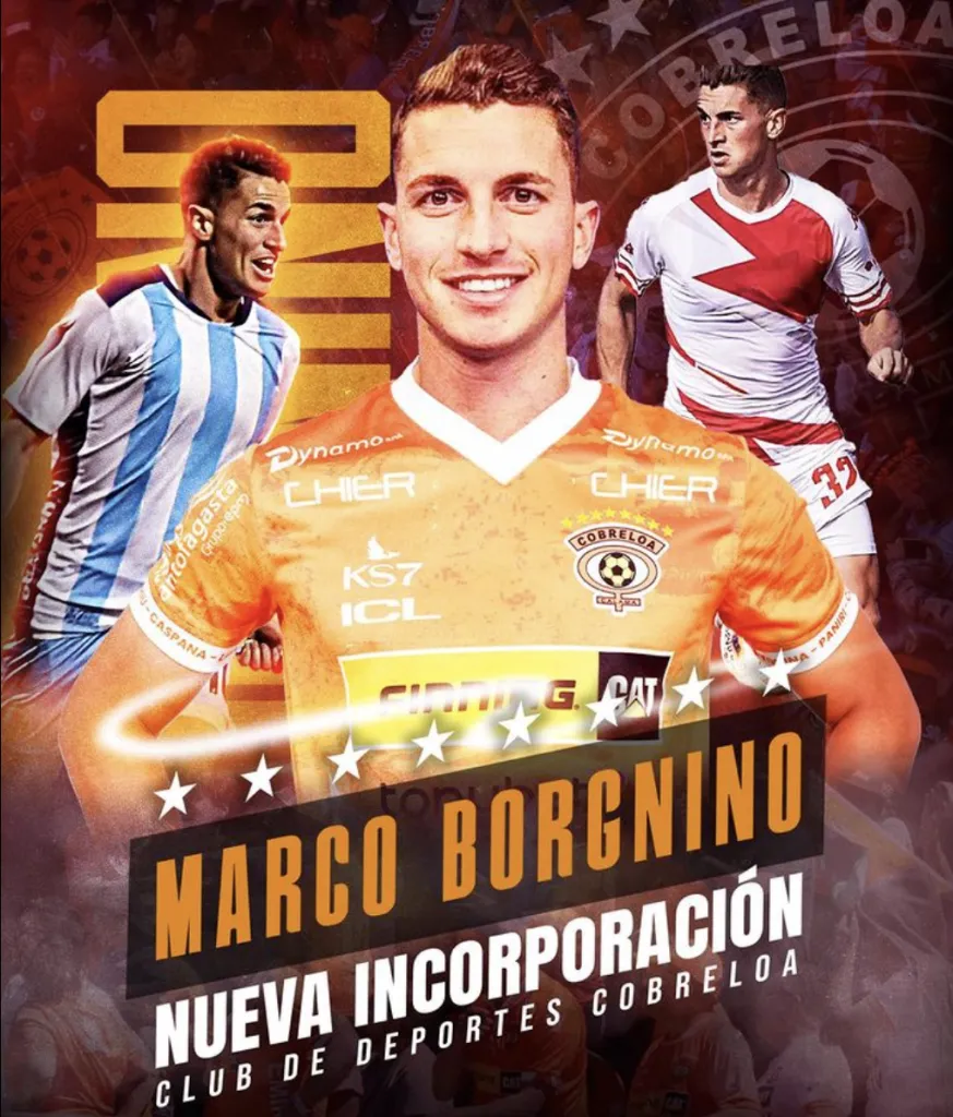 Marco Borgnino es el segundo refuerzo de Cobreloa en la Chilean Premier League (@Cobreloa_SADP)