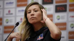 Futbol, Conferencia de prensa Colo Colo y Universidad Catolica 29/9/2023 Conferencia de prensa del capitan de Universidad Catolica, Fernando Zampedri, y de la capitana de Universidad Catolica Femenino, Catalina Figueroa, junto al capitan de Colo Colo, Esteban Pavez, y de la capitana de Colo Colo Femnino, Yanara Aedo, en la previa a los partidos entre Colo Colo y Universidad Católica, por el Campeonato Nacional y el Torneo Femenino. Javier Salvo/Photosport Football, Press conference Colo Colo and Universidad Catolica Press conference of the captain of Universidad Catolica, Fernando Zampedri, and the captain of Universidad Catolica Femenino, Catalina Figueroa, along with the captain of Colo Colo, Esteban Pavez, and the captain of Colo Colo Femenino, Yanara Aedo, in the previous the matches between Colo Colo and Universidad Católica, for the National Championship and the Women's Tournament. 20/9/2023 Javier Salvo/ Photosport