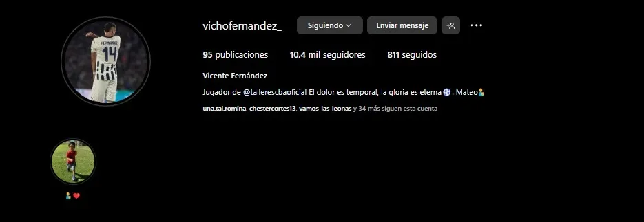La nueva bio de Vicho Fernández (Instagram)
