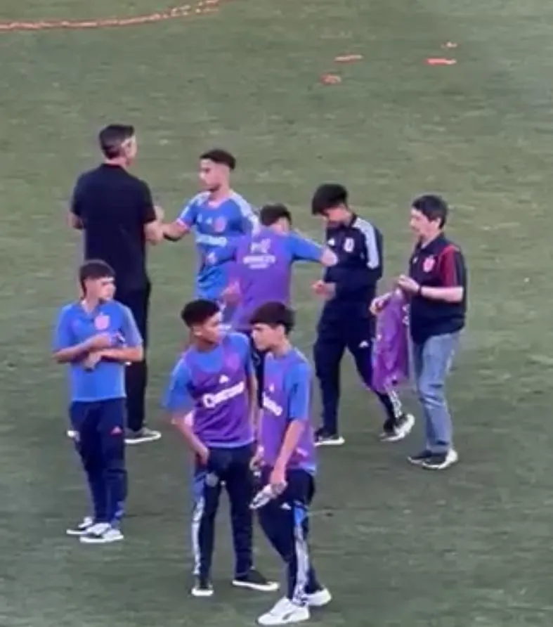 Poco antes de irse a camarines, Pellegrino lo encontró en la mitad de la cancha a Assadi (Bolavip)