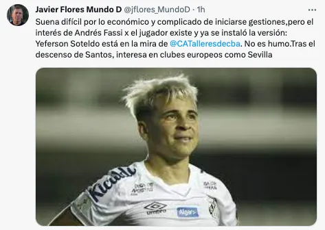 Soteldo asoma en la órbita de Talleres de Barticciotto y Catalán