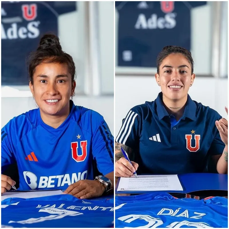 Fernández y Díaz, dos jugadoras que seguirán en la U en 2024. También, según se informó, Llanka Groff seguirá vestida de azul (Prensa Universidad de Chile)