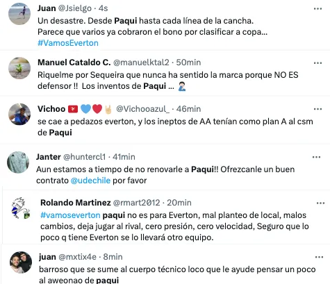 Las críticas contra Paqui: Hinchas de Everton ahora quieren se vaya de la U