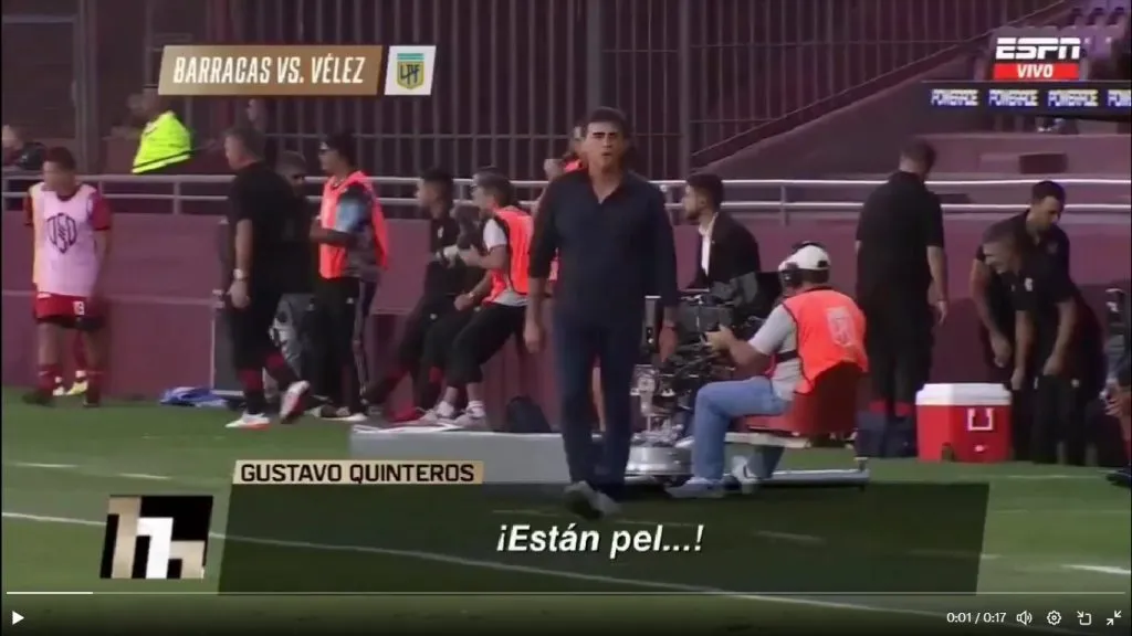 Quinteros enojado con sus dirigidos. | Foto: ESPN