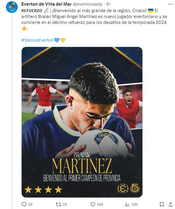 Braian Martínez es nuevo refuerzo de Everton de Viña del Mar.