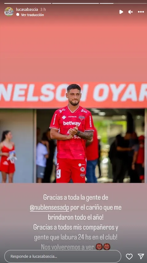 Lucas Abascia se despide de Ñublense y parte a préstamo a Quilmes.