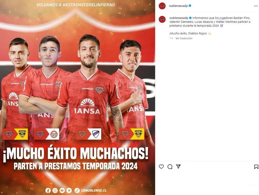 Ñublense anuncia que cuatro jugadores saldrán a préstamo (Foto: ÑublenseSADP)