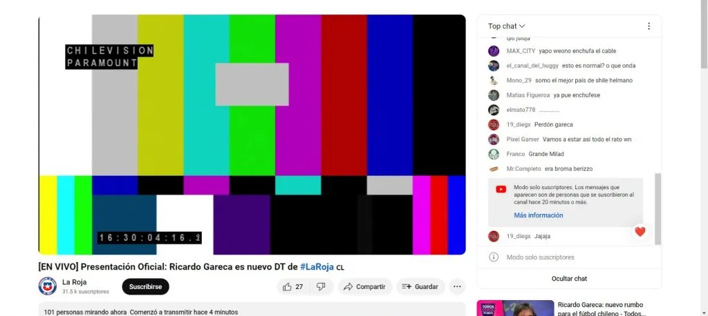 Esto es lo que ha transmitido la cuenta de La Roja durante varios minutos | FOTO: Captura