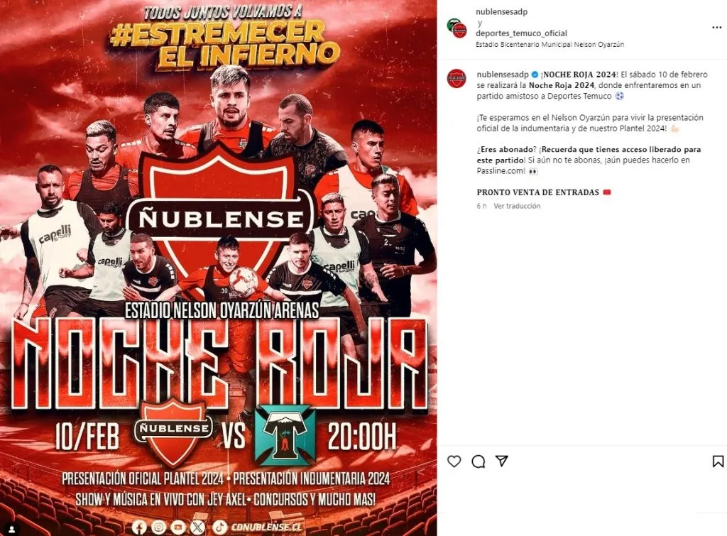 Ñublense anuncia su Noche Roja.