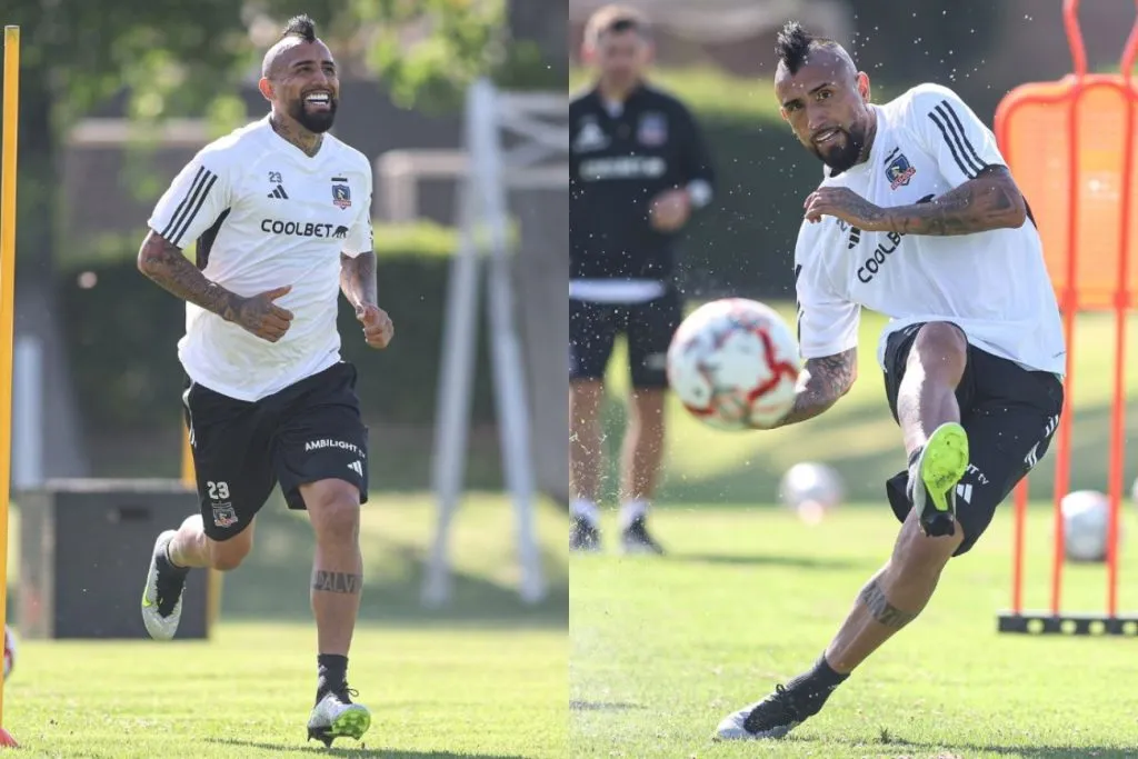 Arturo Vidal en su primer entrenamiento de regreso en Colo Colo. (Foto: Colo Colo)