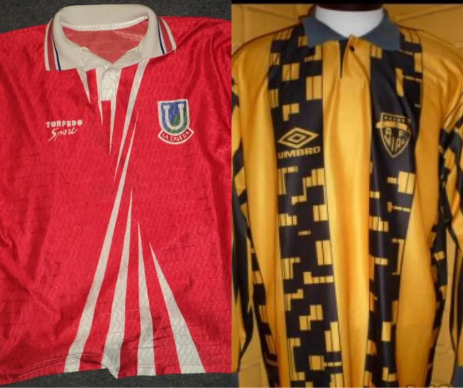 Camisetas de Unión La Calera 1994 y Fernández Vial 1997