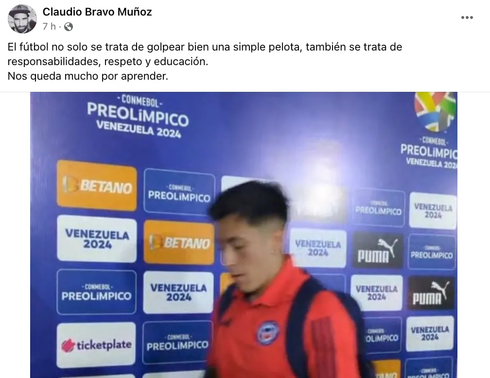 La publicación en Facebook de Claudio Bravo