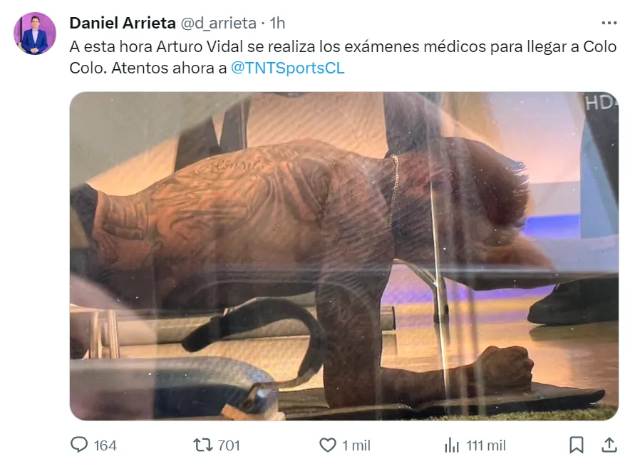 Captura del posteo del periodista Daniel Arrieta en Twitter.