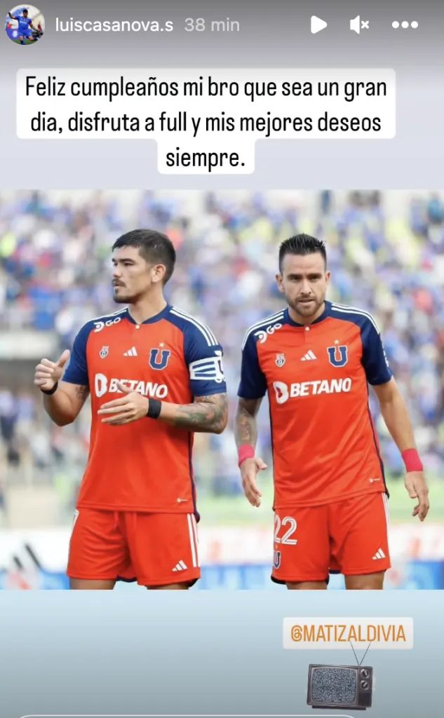 El saludo de Lucho Casanova a Matías Zaldivia (Instagram)