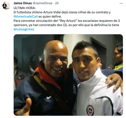 Jaime Dinas recalcó que Vidal será jugador del América