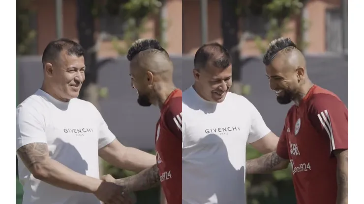 Jorge Almirón tuvo la posibilidad de compartir con Arturo Vidal (Foto: La Roja)