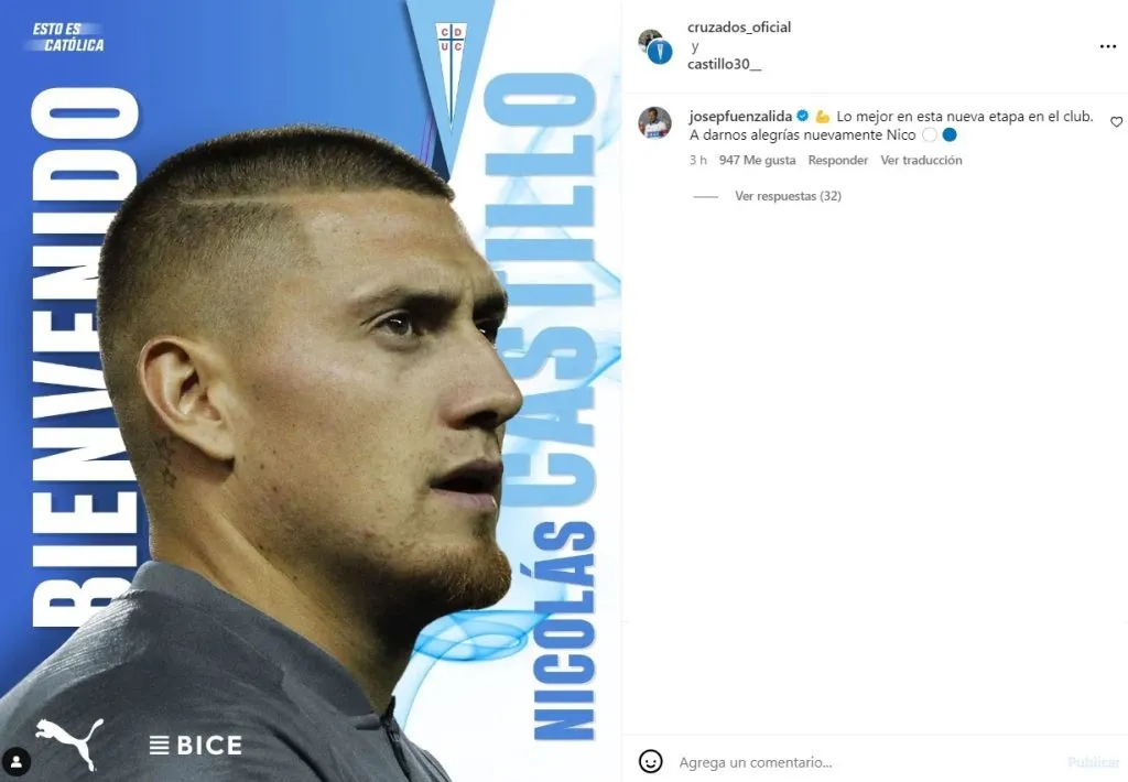 El comentario de José Pedro Fuenzalida por el regreso de Nicolás Castillo a la Universidad Católica.