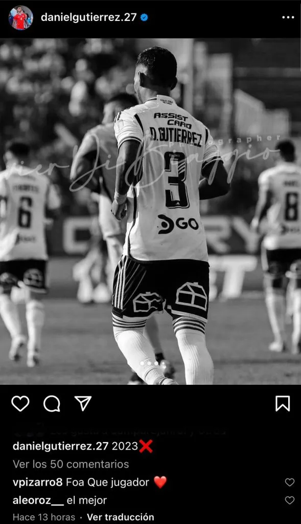 Posteo de Daniel Gutiérrez en Instagram (@danielgutierrez.27).