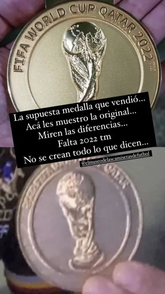Sitio de camisetas encontró las diferencias en la medalla vendida