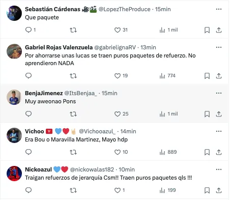 Los hinchas de la U criticaron a Luciano Pons.