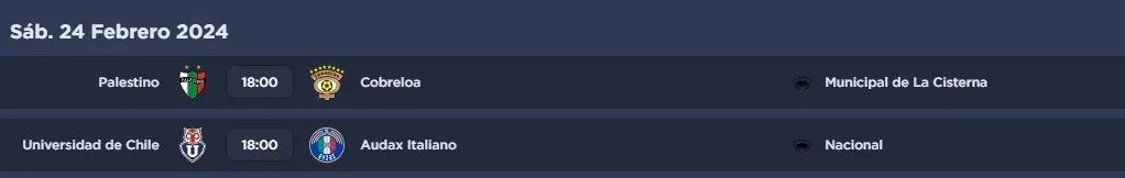 Duelo de la U y Audax reprogramado para las 6 de la tarde (Captura Campeonato Chileno)