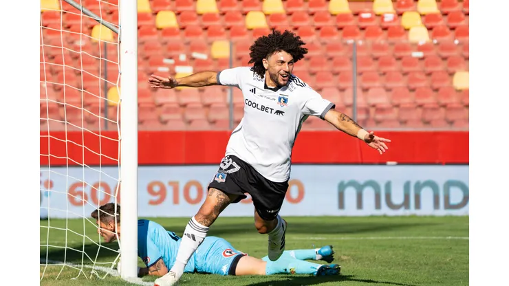 Maximiliano Falcón anotó el primer gol de Colo Colo en el Campeonato Nacional 2024. (Foto: Guillermo Salazar)