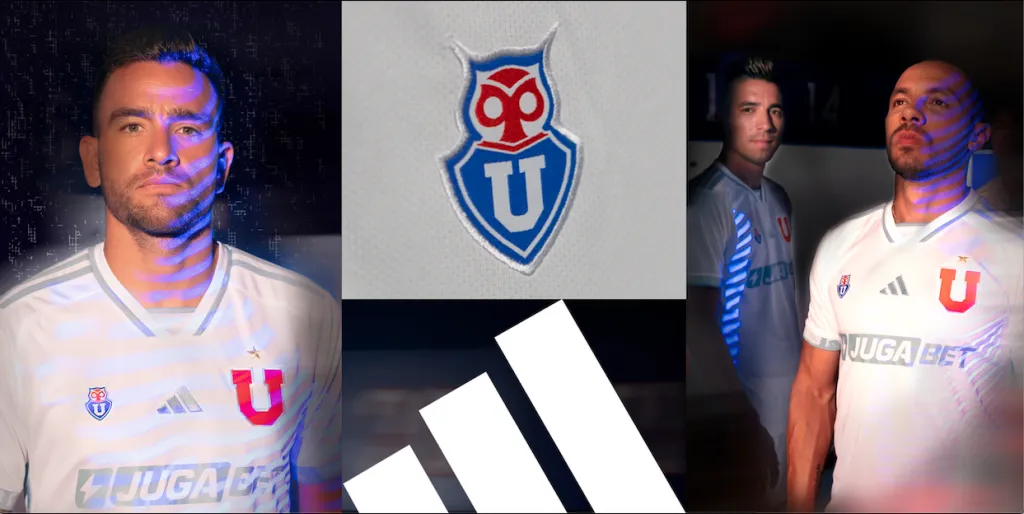 Matías Zaldivia junto a Marcelo Díaz posando con la camiseta blanca de la U | FOTO: Adidas