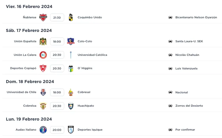 Así se jugará la primera fecha del campeonato nacional