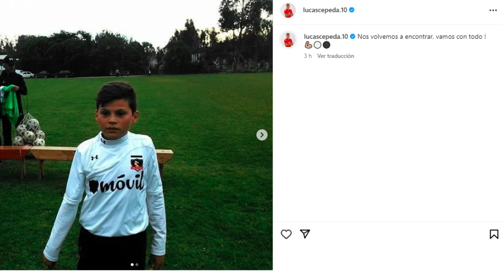 Lucas Cepeda comparte imagen en sus inicios en Colo Colo.