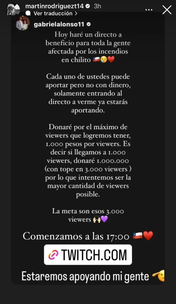 Captura de la historia de Instagram de Martín Rodríguez (@martinrodriguezt14).