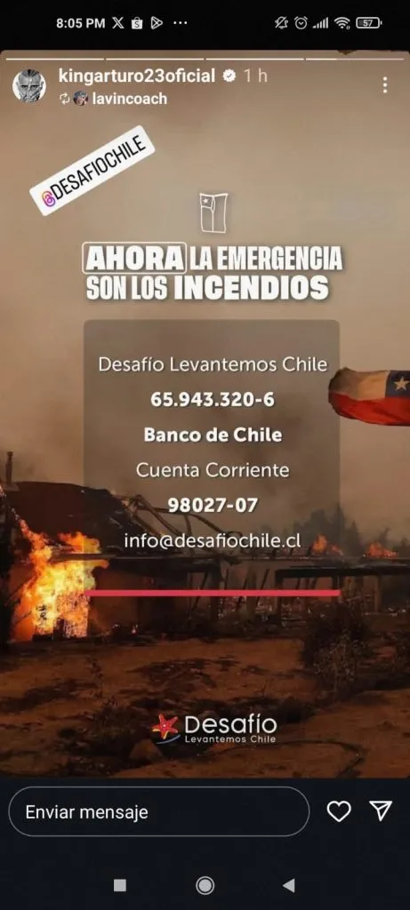 El mensaje de Arturo Vidal para apoyar a los damnificados.