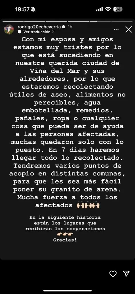 Rodrigo Echeverría reunirá ayuda para los damnificados.